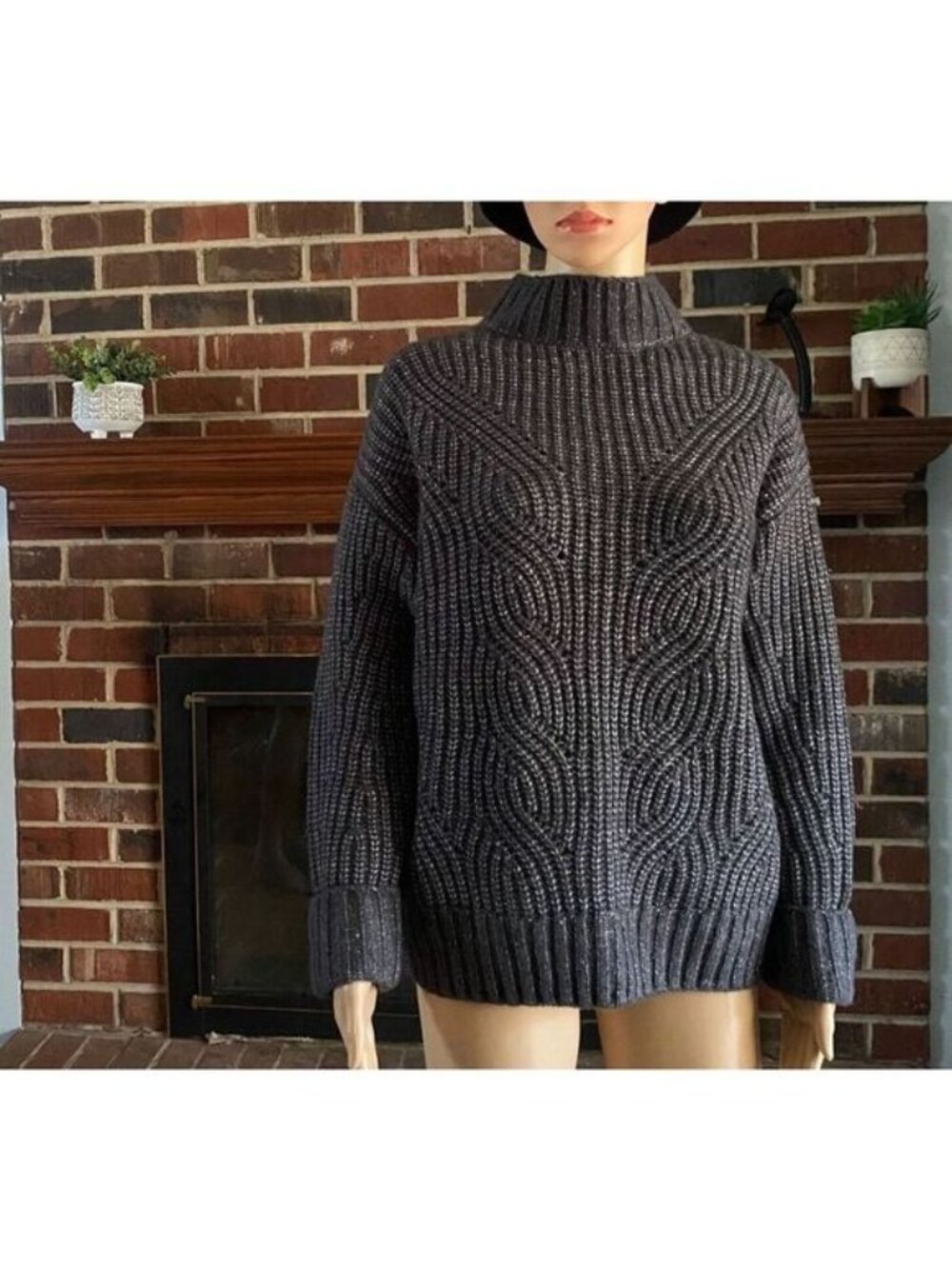 COLUMBIA Pine Street Mock Neck Wool Blend Heather Gray Sweater size XS Coat NEW